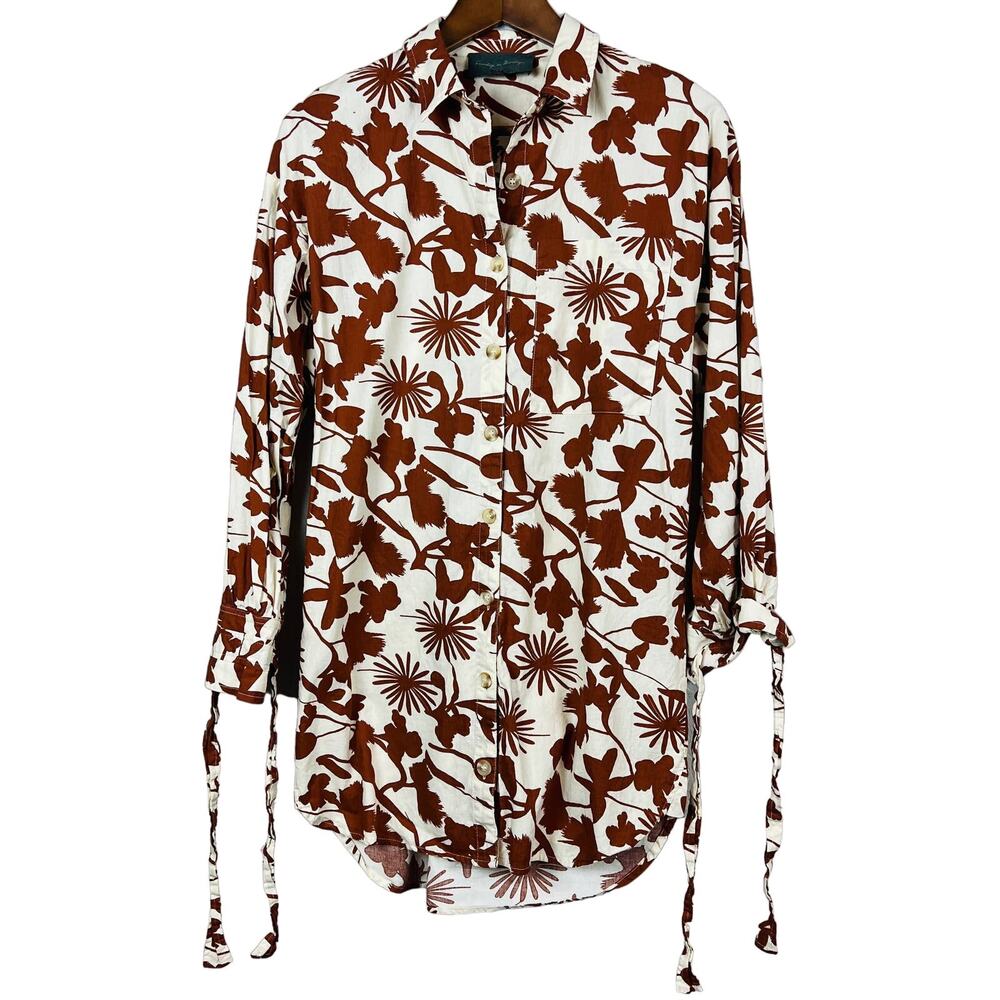 Sunday in Brooklyn Button Up Shirt Dress Floral Print Collar - XS
